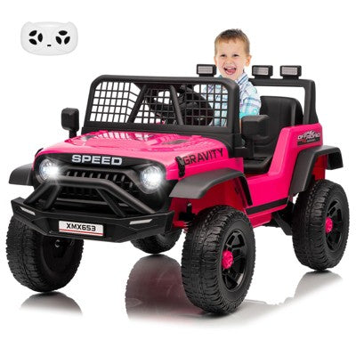 12V Kids Ride On Truck Car w/Parent Remote Control, 3 Speeds, Emergency Braking, LED Lights, Music & Horn, Kids Electric Vehicles for Kids, Rose (LOCAL PICKUP ONLY)