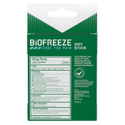 Biofreeze Dry Joint and Muscle Pain Relievers Solid Stick - 0.76oz