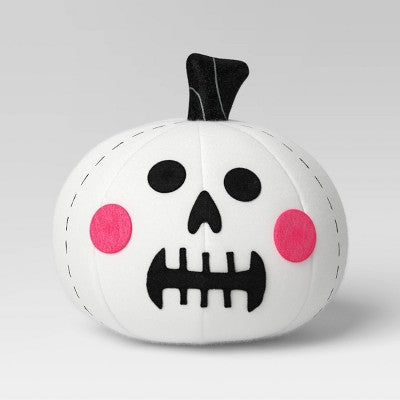 5.5" Felt Pumpkin Skull Halloween Decorative Figurine White - Hyde & EEK! Boutique: Indoor Tabletop Decor