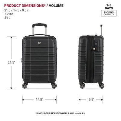 SWISSGEAR Cascade II Hardside Carry On Spinner Suitcase - Black: