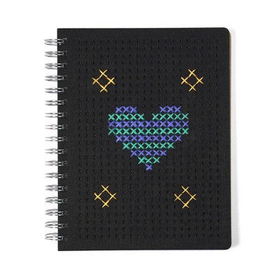Yoobi Evolve Journal 7"x9" Cross Stitch Charcoal Felt