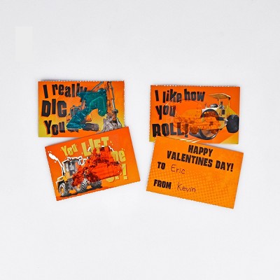 Sadie & Sam 16ct Construction Trucks Gel Clings Valentine's Day Exchange Cards