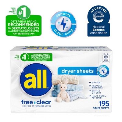 All Free Clear Fabric Softening Sheets - 195ct