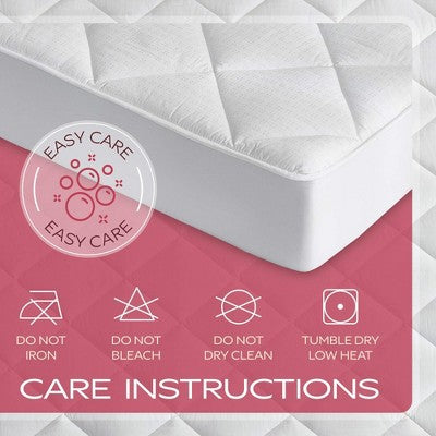 Cotton Sateen Luxury Mattress Pad - Soft & Comfortable Alternative Down Filling - 300 Thread Count