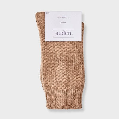 Women's Scalloped Edge Textured Super Soft Crew Boot Socks - Auden Brown 4-10