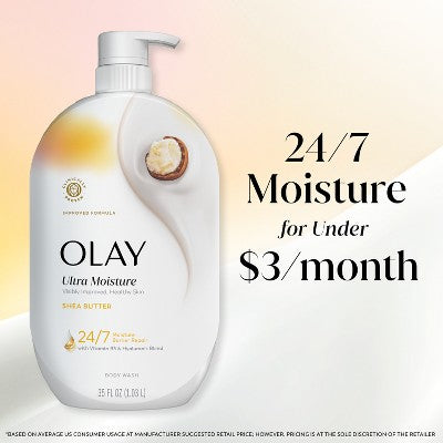 Olay Ultra Moisture Shea Butter, Vitamin B3 and Hyaluronic Blend Body Wash - 35 fl oz: For Whole Body, Normal to Dry Skin