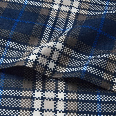 Twin/Twin Extra Long Microfiber Sheet Set Blue/Gen Plaid - Room Essentials