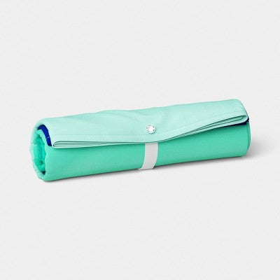 60"x60" Ombre Microfiber Beach Blanket with Snappable Strap Blue/Green - Sun Squad
