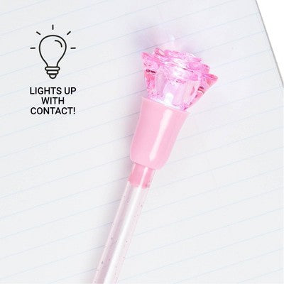 Yoobi Novelty Ballpoint Pen Light Up Pink Rose