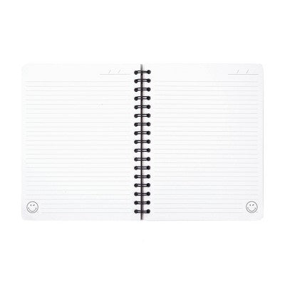 Yoobi SmileyWorld Journal 7"x9" Spiral with Elastic Band Yellow Smiley Trio, School Supplies