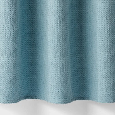 Oversized Relaxed Waffle Weave Shower Curtain Blue - Threshold