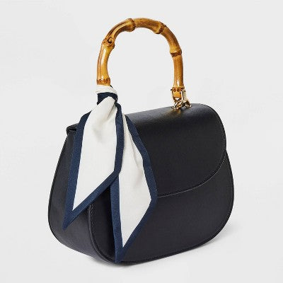 Top Handle Handbag - A New Day Black: Structured Vinyl Bag