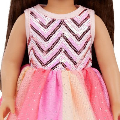 Glitter Girls 14" Doll with Party Outfit Dalia: Blue Eyes, Brown Wavy Hair
