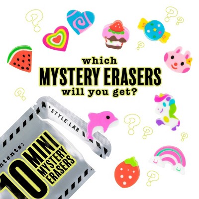 Style Lab Colorblocked Nylon and Mesh Binder Pouch with 10 Mini Erasers Pink