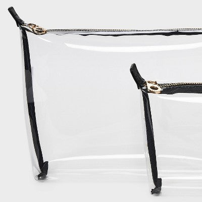 Travel Bag Pouch System - Universal Thread Clear: Solid TPU Vinyl Clutch, Zip Closure, 10.25" x 7" x 3.25"