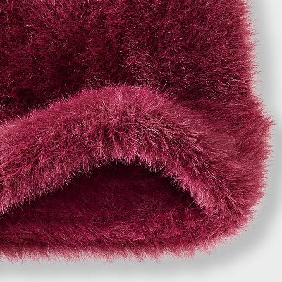 Girls' Wide Cuff Fuzzy Beanie Hat - art class Maroon