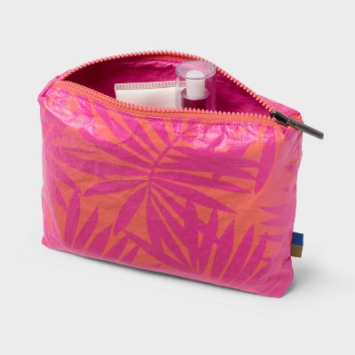 Water Resistant Pouch Toiletry Kits and Bags - Open Story Pink/Orange Palm