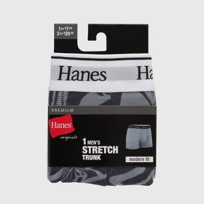Hanes Originals Premium Men's Swirl Print Trunks - Gray XL