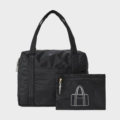 Essential Packable Weekender Duffel Bag - Universal Thread Black: Lightweight, Collapsible, 32L Capacity