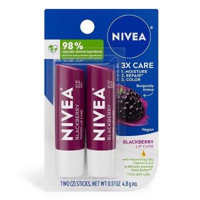 NIVEA Lip Blackberry Tinted Lip Balm - 0.34oz/2pk