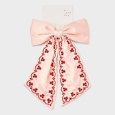 Scallop Trim Bow Hair Barrette - A New Day Pink