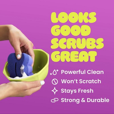 Brite by Scotch-Brite Two-Sided Scrub & Wipe Dish Sponge - Midnight Mode: Foam, Cleaning Tools and Accessories