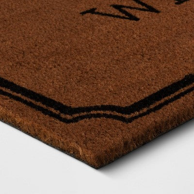 1'10"x3'11" Welcome Estate Doormat - Threshold: Outdoor Coir Door Mat, Medium Pile, Black, Rectangle, Shake Clean (LOCAL PICKUP ONLY)