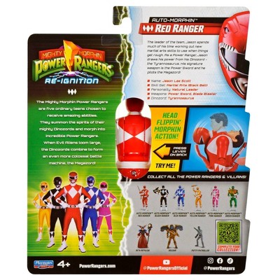 Mighty Morphin Power Rangers Re-Ignition Auto-Morphin Red Ranger 6" Action Figure with Head-Flipping Morph Feature and Weapons Accessories