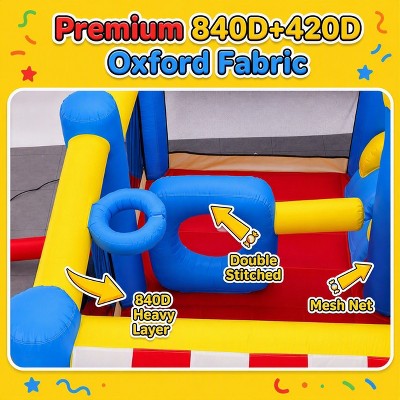BATHWA Bounce House with Slide, Inflatable Bouncy Castle with Blower, Basketball Hoop, Ball Pit & Canopy, Obstacle Trampoline for Indoor/Outdoor (LOCAL PICKUP ONLY)