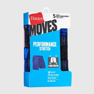 Hanes Boys' 5pk Moves Peformance Stretch Boxer Briefs - colors may vary M