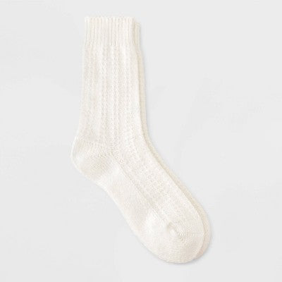 Women's Ribbed Super Soft Crew Boot Socks - Auden Ivory 4-10