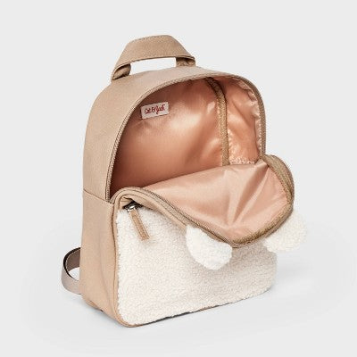 Kids' 11" Mini Shearling Bear Backpack - Cat & Jack Cream/Brown: Faux plush, Animal Icon,