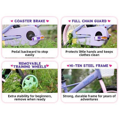 JOYSTAR Macarons 18 inch Kids Bike, Girls Toddler Bicycle with Training Wheels & Coaster Brake (LOCAL PICKUP ONLY)