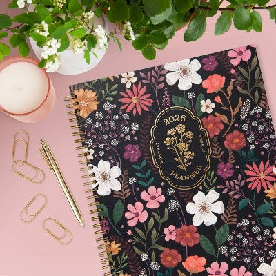 greenroom Planner 2026 Weekly/Monthly 8.5"x10.75" Large Hardcover Midnight Wildflower