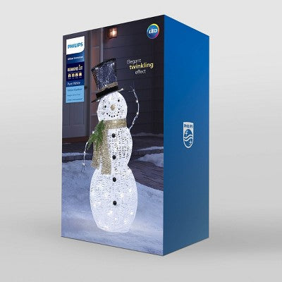 42" Philips LED White Champagne and Black Glitter String Snowman Novelty Indoor/Outdoor Sculpture Twinkling Pure White Lights (LOCAL PICKUP ONLY)