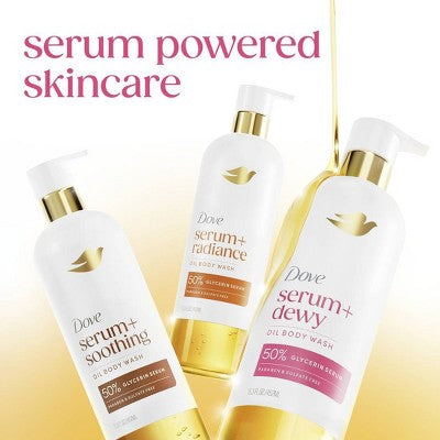 Dove Beauty Serum+Dewy Oil Body Wash - 50% Glycerin Serum - 15.3 fl oz: Vegan, For Normal to Dry Skin, Floral Scent