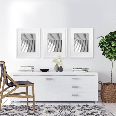 16" x 20" Matted to 11"x 14" Thin Gallery Frame White - Threshold: Modern Wall Decor, Beveled Acid-Free Mat