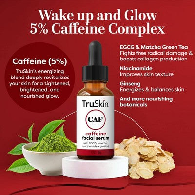 TruSkin Caffeine Facial Serum with Matcha Green Tea and Ginseng - 1 fl oz