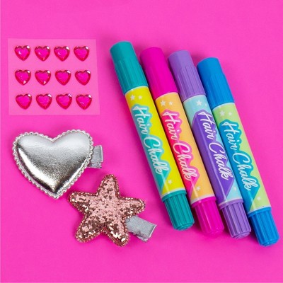 GenMe Rainbow Hair Chalk Studio: Styling Set with Gemstones & Fashion Clip for All Hair Types