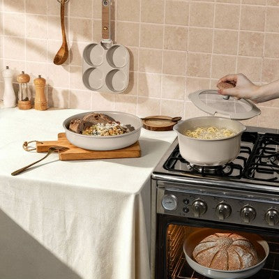 Carote 6pc Ceramic Nonstick Detachable Cookware Set Taupe