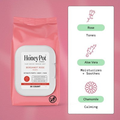The Honey Pot Bergamot Rose Wipes - 30ct