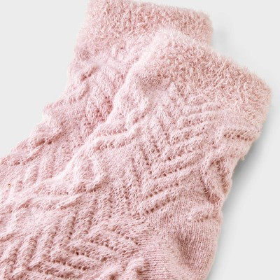 Women's Super Soft Herringbone Textured Double Lined Cozy Ankle Socks - Auden Pink 4-10