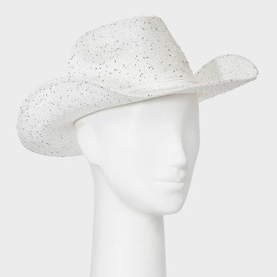 Knit Sequined Cowboy Western Hat - Wild Fable White