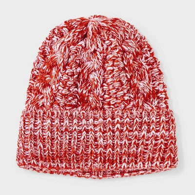Men's Cable Beanies - Goodfellow & Co Red/White One Size Fits Most