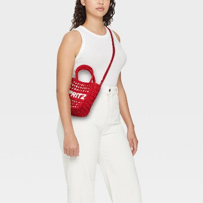 Top Handle Crochet Tote Handbag - Universal Thread Red