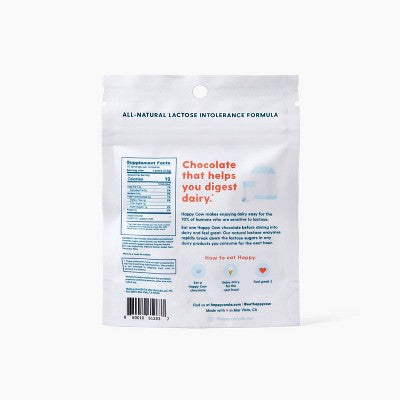 Happy Cow Adult Chocolate Fast Acting Lactase Digestive Digestive Supplement - Sugar Shell - 10ct