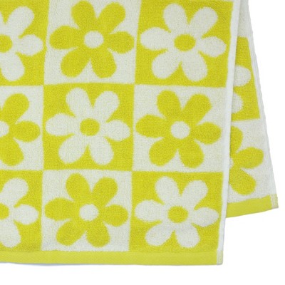6pc Bath Towel Set Yellow Checkered Daisy - Kapoor Home