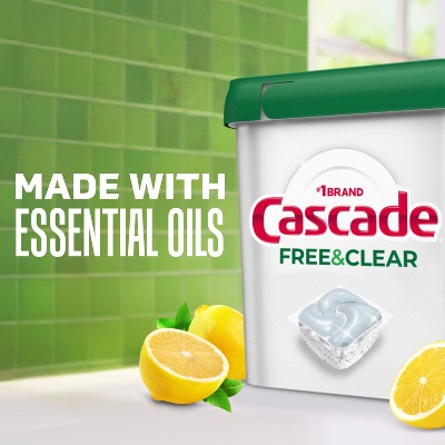 Cascade Free & Clear Pods Dishwasher Detergents - Lemon Essence - 47ct