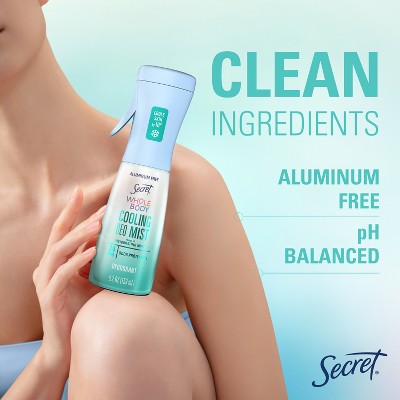 Secret Whole Body Cooling Aluminum-Free Deodorant Mist - Invigorating Mint - 5.2 oz: Whole Body, Normal Skin