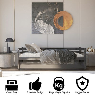 Costway Twin Size Trundle Daybed Wooden Slat Support Mattress Platform Espresso (LOCAL PICKUP ONLY)